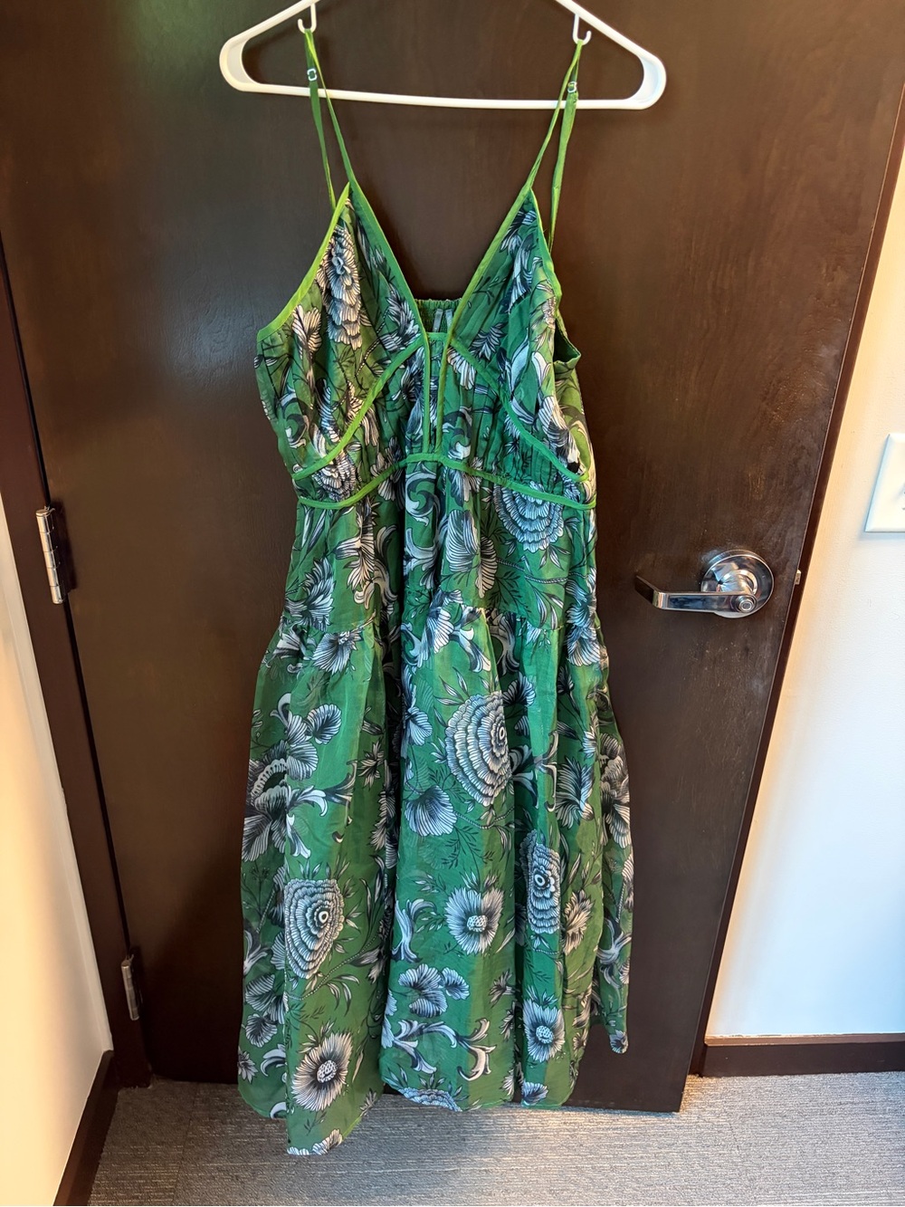 Anthropologie Green Floral Smocked midi dress - Picture 3 of 3